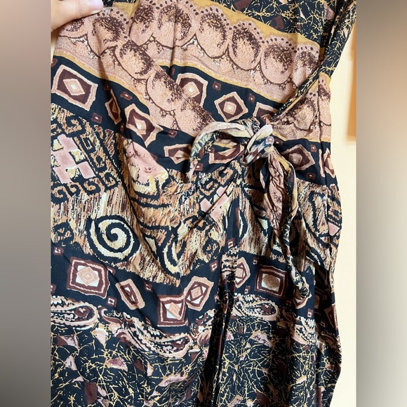 S.Roberts Vintage African Queen Brown Faux Wrap Dress - Picture 4 of 8